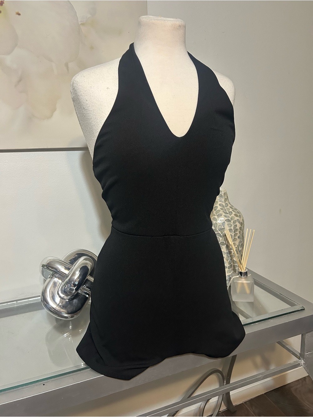Halter Neck Black Women's Romper